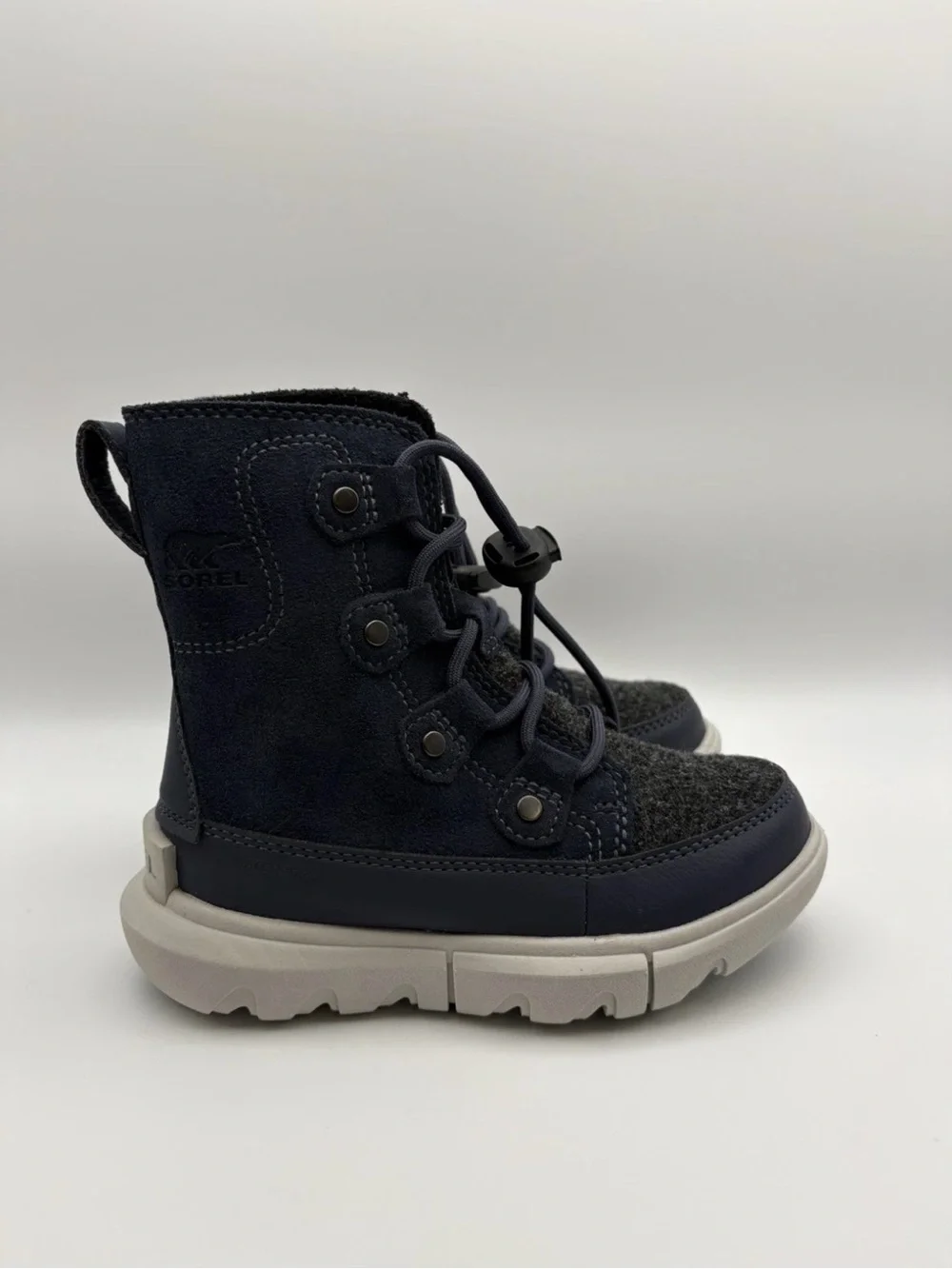 Sorel Navy and Gray Kids High-Top Winter Boots